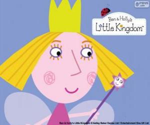 The face of the little fairy, the princess Holly with her crown puzzle