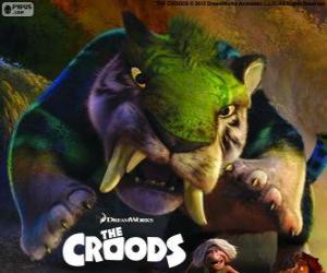 The green tiger, a saber-tooth tiger from Croods puzzle