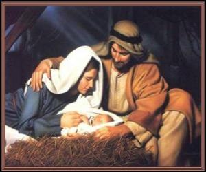 The Holy Family - Joseph, Mary and infant Jesus in the manger puzzle