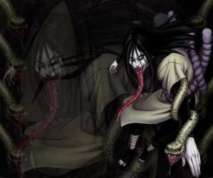 The ninja Orochimaru with snakes as part of his body after various modifications puzzle