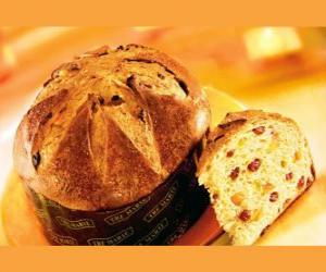 The panettone, is a traditional Christmas dessert in Milan (Italy). puzzle