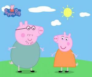 The parents of Peppa Pig walking under the Sun puzzle