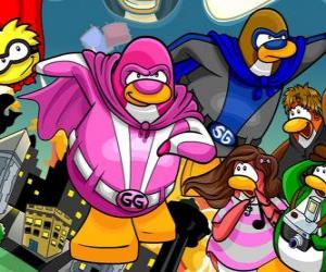 The penguins superheroes from the Club Penguin puzzle