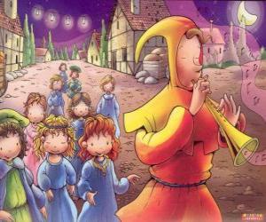 The Pied Piper of Hamelin mysteriously with all children of the town behind the sound of the flute puzzle