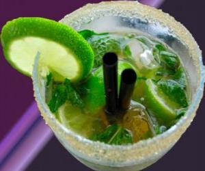 The popular mojito cocktail is a native of Cuba, made of rum, sugar (or sugar syrup), lime, mint, or mint and sparkling water. puzzle