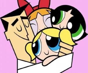 The Powerpuff Girls into arms of Professor Utonium puzzle