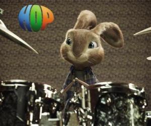 The rabbit Hop with the drumsticks to make music with the drum set puzzle