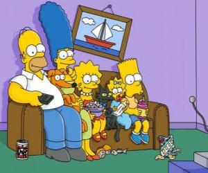 The Simpson family on the couch at home puzzle
