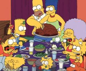 The Simpson family on the day of Thanksgiving where families gather to eat puzzle
