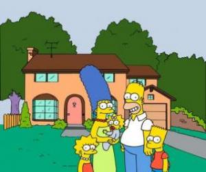 The Simpsons family in front of his home in Springfield puzzle