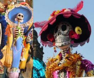 The skull Catrina, one of the most popular Day of the Dead in Mexico puzzle