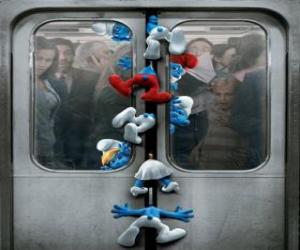 The Smurfs are caught in subway doors - The Smurfs Movie - puzzle