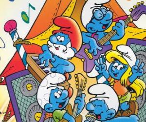 The Smurfs singing happy. The Smurfs puzzle