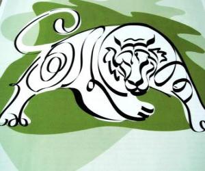 The tiger, the tiger sign, the Year of the Tiger. The third sign of the twelve animals of Chinese Zodiac puzzle