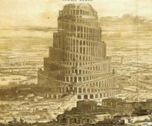 The Tower of Babel in which men sought to reach heaven puzzle