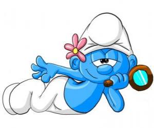 The Vanity Smurf with his beloved mirror puzzle