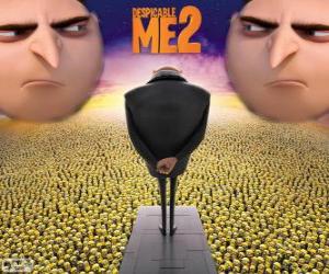 The villain Gru with his henchmen, the minions puzzle