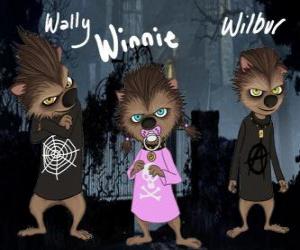 The Werewolf family. The puppies: Wally, Winnie and Willbur puzzle