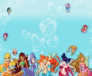 The Winx Club gathers her pixies or mini fairy puzzle