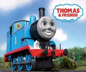 Thomas the Tank Engine is a steam locomotive and displays the running number 1. Thomas and Friends or Thomas the Tank Engine puzzle