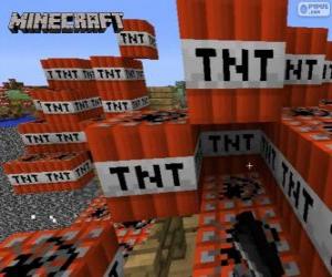 TNT explosive block of Minecraft puzzle