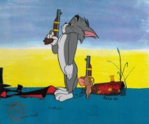 Tom and Jerry in a duel puzzle