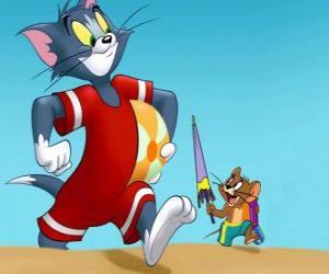 Tom and Jerry on the beach puzzle