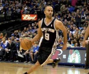 Tony Parker playing a basketball game puzzle