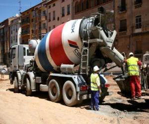 Truck mixer in the work puzzle