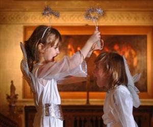 two girls dressed as Angel puzzle
