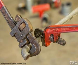 Two pipe wrench puzzle