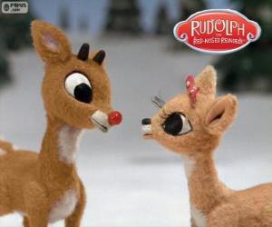 Two young reindeers Rudolph and Fireball puzzle & printable jigsaw