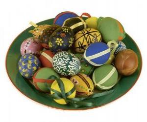 Typical decorated Easter eggs puzzle