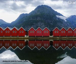 Typical Norwegian cottages puzzle