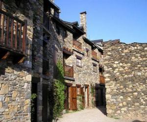 Typical street in mountain village puzzle