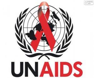 UNAIDS logo. Joint United Nations Programme on HIV / AIDS puzzle