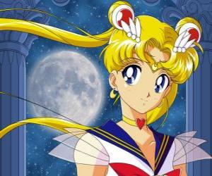 Usagi Tsukino is the main character and becomes Sailor Moon puzzle