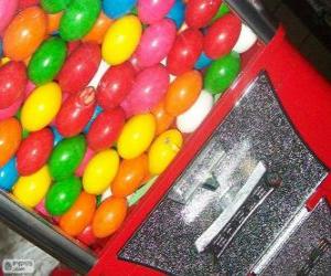 Vending machine of chewing gum balls, gumball machine puzzle