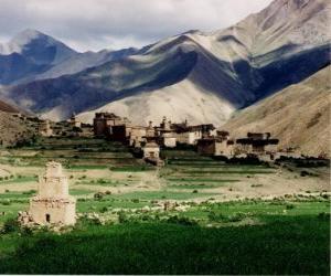 Village in the landscape, in Nepal puzzle