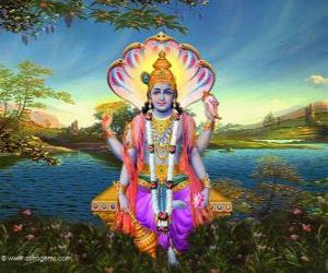 Vishnu, the preserver god in the Trimurti puzzle