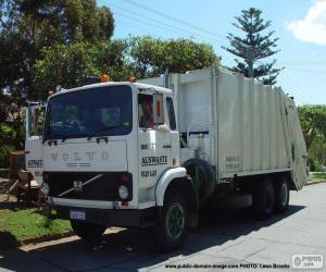 White garbage truck puzzle