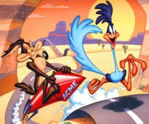 Wile E. Coyote and Road Runner. The Coyote and the Road Runner puzzle