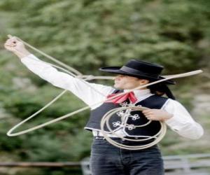 Woman cowboy handling the lasso puzzle