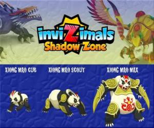 Xiong Mao Cub, Xiong Mao Scout, Xiong Mao Max. Invizimals Shadow Zone. This giant creature is the first guardian of the tomb of the Dragon Emperor puzzle