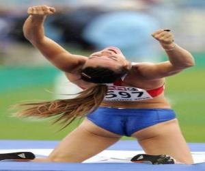 Yelena Isinbayeva celebrating a good jump puzzle