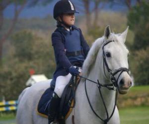 Young rider riding, girl on horse puzzle