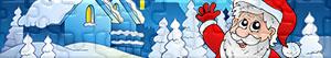 puzzles Santa Claus, reindeers and elves