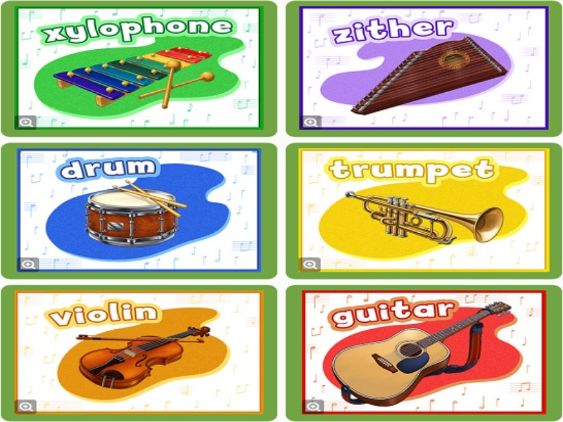 xylophone zither drum trumpet violin guitar puzzle