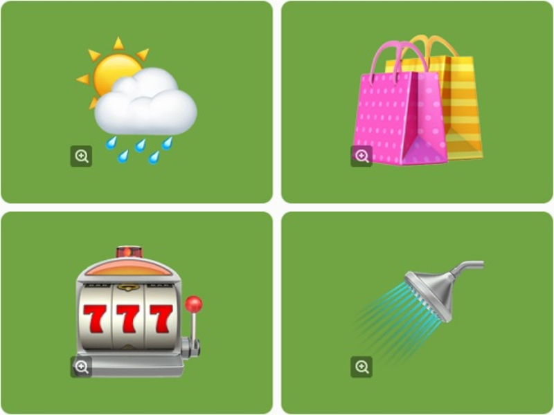 sun behind rain cloud shopping bags slot machine shower puzzle