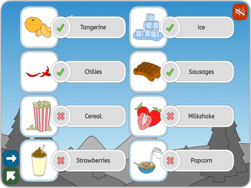 tangerine ice chilies sausages cereal milkshake strawberries popcorn puzzle